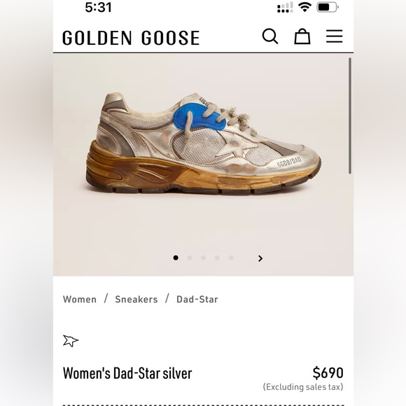 Golden Goose dad sneakers- Metallic Silver and Blue Sneakers - Picture 8 of 8